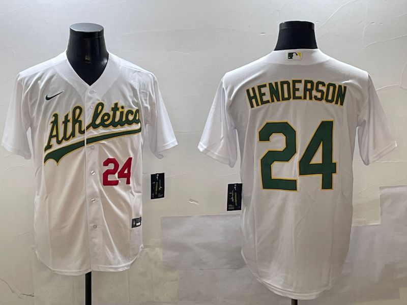 Men Oakland Athletics #24 Henderson White Game 2025 Nike MLB Jersey style 3->oakland athletics->MLB Jersey
